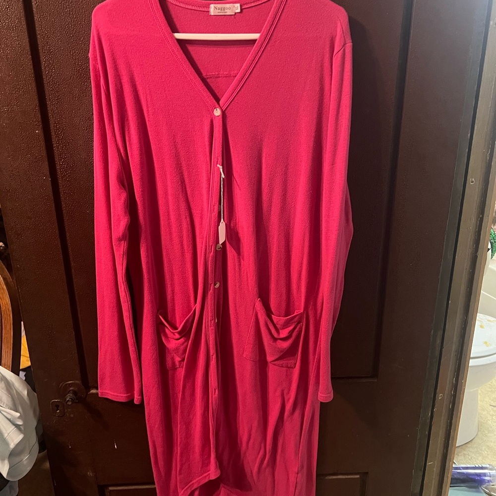 Vibrant Pink Button-Up Cardigan